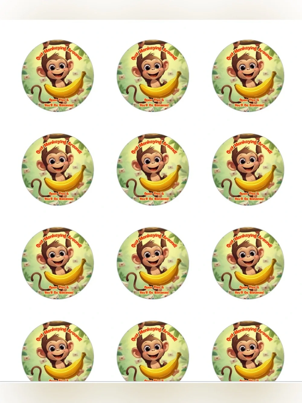 Cute Monkey Stickers (24ct)